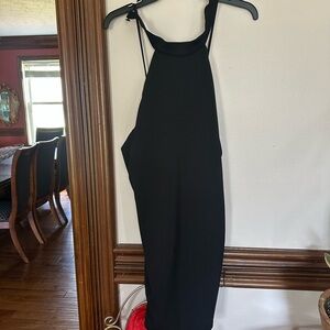 Zara Black Sleeveless Halter Midi Dress